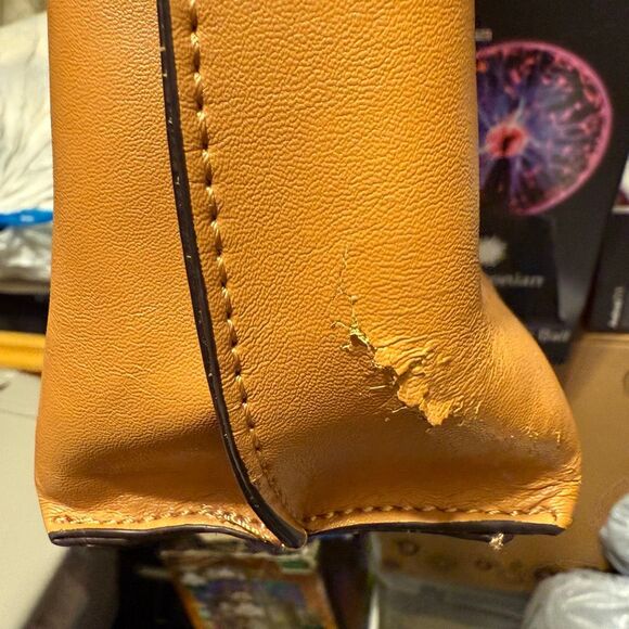 Co-Lab Cognac Vegan Leather Small Tote Bag - Picture 15 of 16